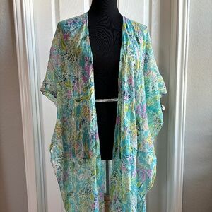 Multicolored green and pink beach coverup